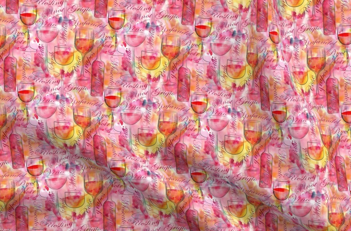 Spoonflower Fabric - Drink Wine Watercolor Alcohol Printed on Minky Fabric by The Yard - Sewing Baby Blankets Quilt Backing Plush
