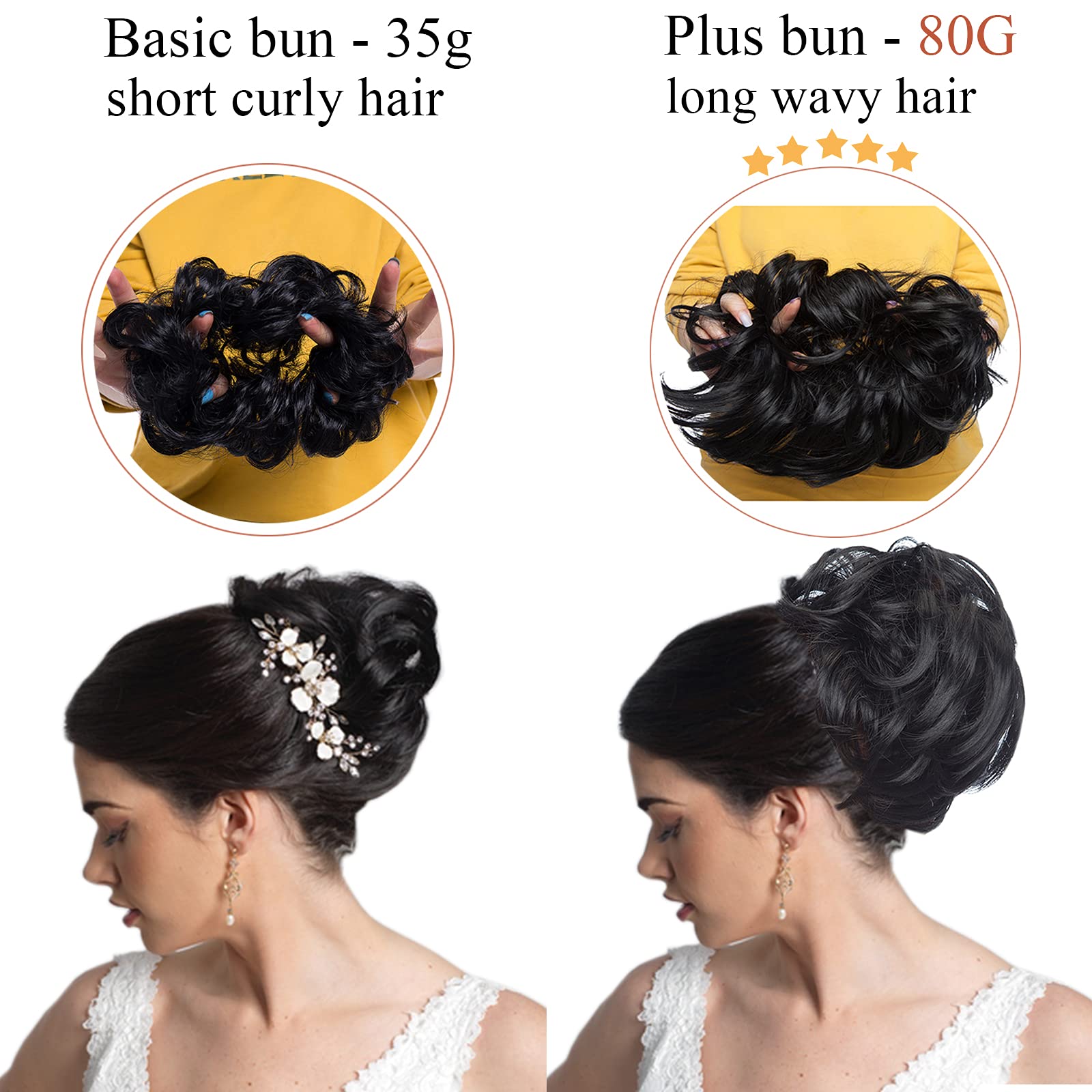 SEGO Updo dopinki do włosów, do wysoko upiętych fryzur, treska, gumka do włosów, kok, duża objętość [rozmiar 80 g], naturalny niestaranny styl, 613C, tleniony blond