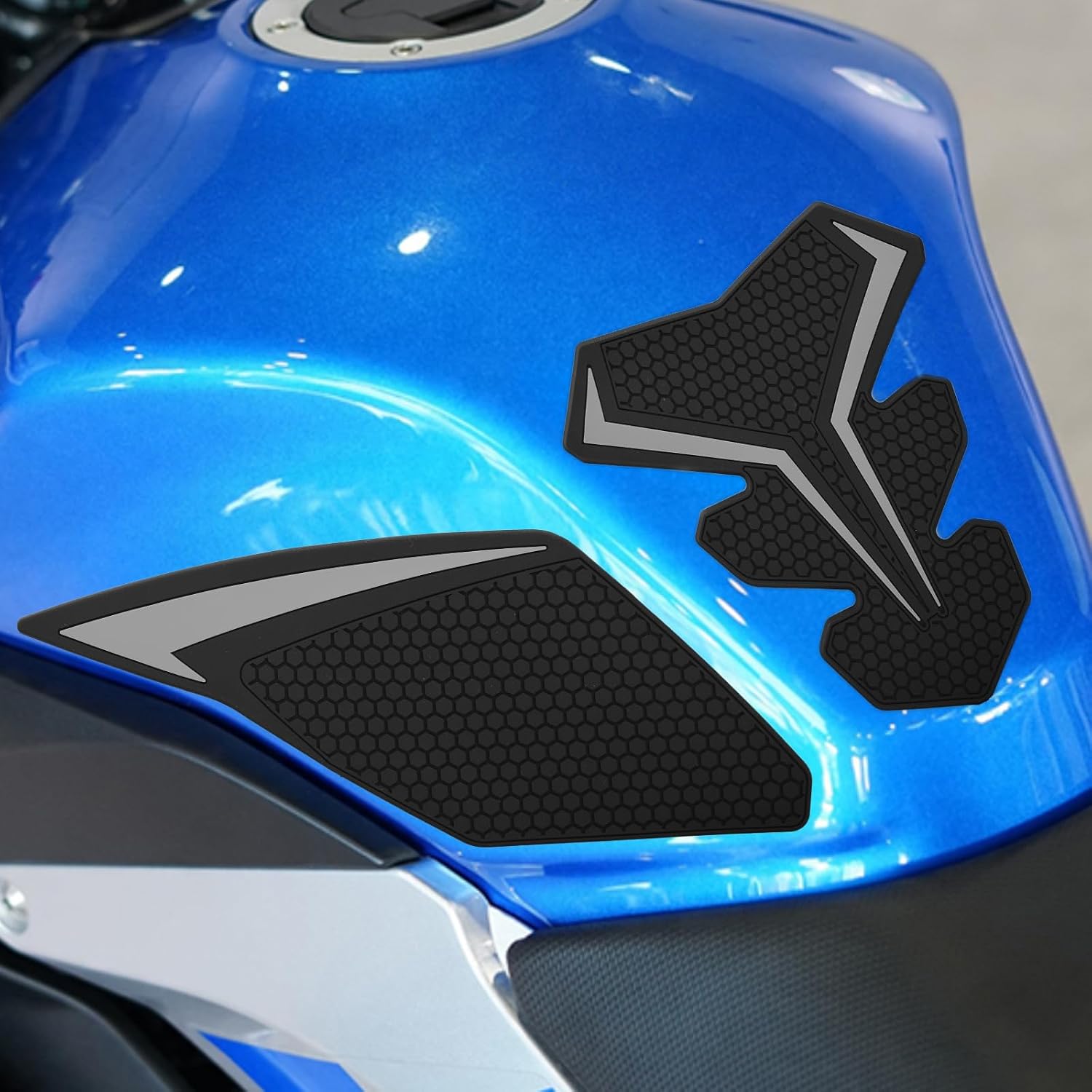 Motorcycle Fuel Tank Traction Pad Side Gas Knee Grip Protective Sticker Protector (for Suzuki Vehicle) GSX250R (Gray)