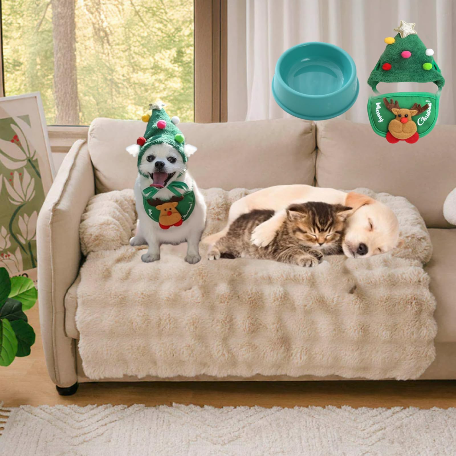 Luxuriöses Cozy Kuscheliges Hundebett Sofabett, Weich Hundebett Auto mit Erhöhte Ränder, Hundedecke Couch Wärme Couchbezug, waschbar,Rutschfeste Unterseitefür Sofa Boden Auto (A,L(95 x 85 x 16 cm))