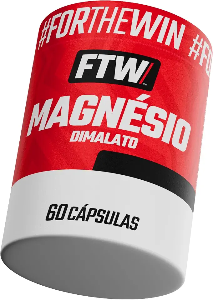 FTW Magnésio Dimalato com 60 Cápsulas, Alta Absorção, Suporte Muscular, Ósseo e Metabólico, Suplemento para Adultos, Sem Glúten e Sem Açúcar