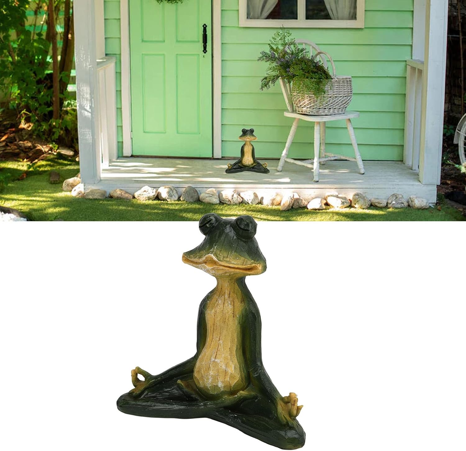 Topyond Yoga Frog Statue, Resin Yoga Figurine Home Decor, 5.9in Relaxing Meditation Decor, Garden Decor Figurine for Yoga Meditation Lovers, for Tabletop Office Desktop