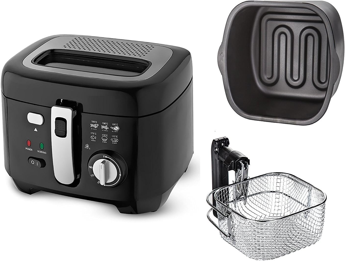Mesko MS4908 Friggitrice ad Olio Elettrica, 2,5 Litri, Temperatura Regolabile, Secchio Antiaderente Rimovibile, Coperchio con Filtro Antiodore e Finestra, Facile da Pulire, 1800W, Nero