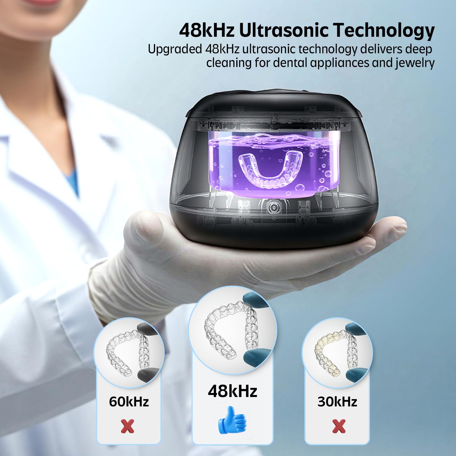 Snapklik.com : Ultrasonic Retainer Cleaner Machine 48kHz Denture And ...