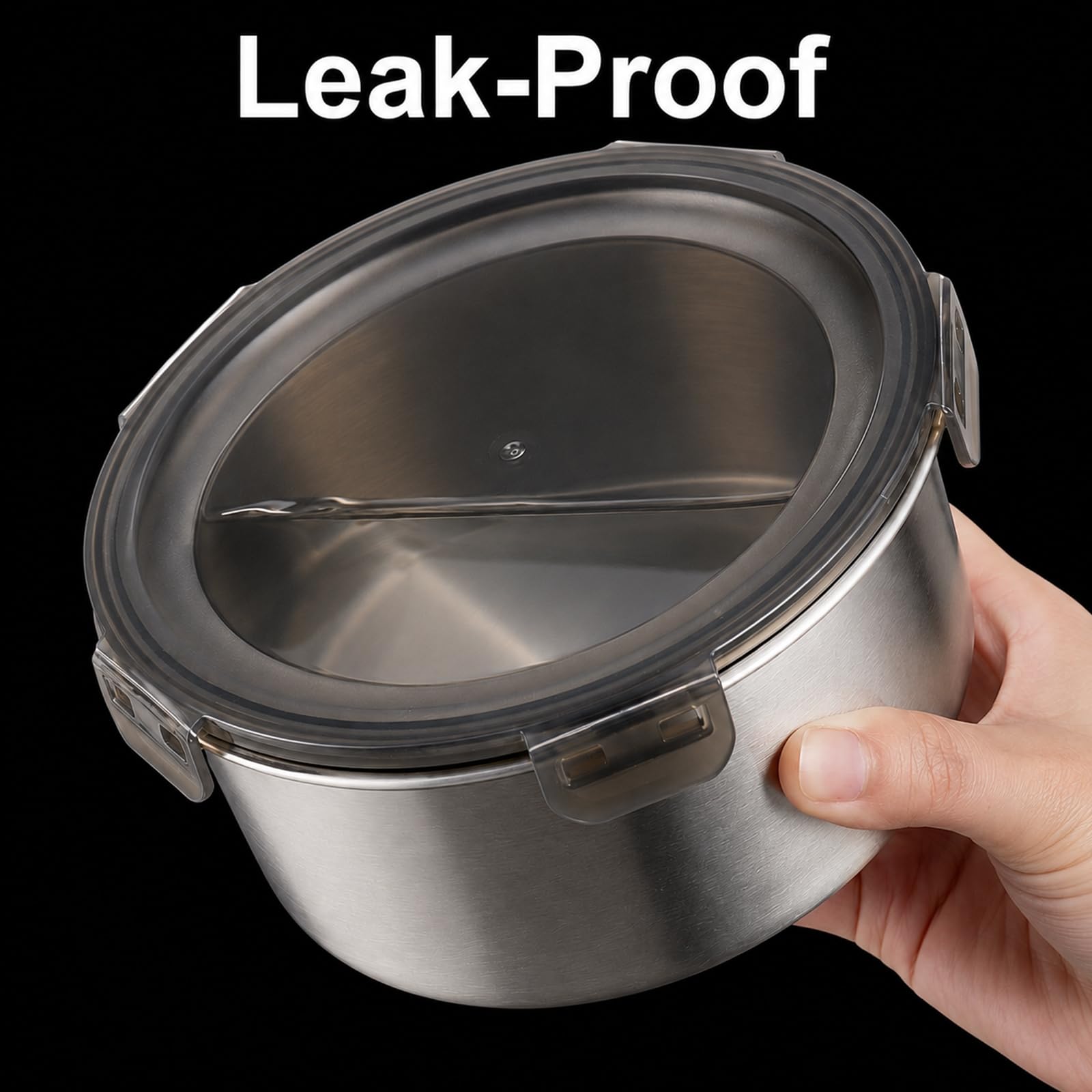 Set di 3 contenitori per alimenti in acciaio inox con coperchi