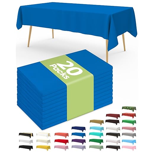 Pureegg Plastic Table Cloth Disposable 20 Pack, 54 x 108 Inch Table Cloths, Graduation Decorations Class of 2025, Graduation Party Tablecloths, Rectangle, Plastic Cover, Leakproof & Sturdy, Blue