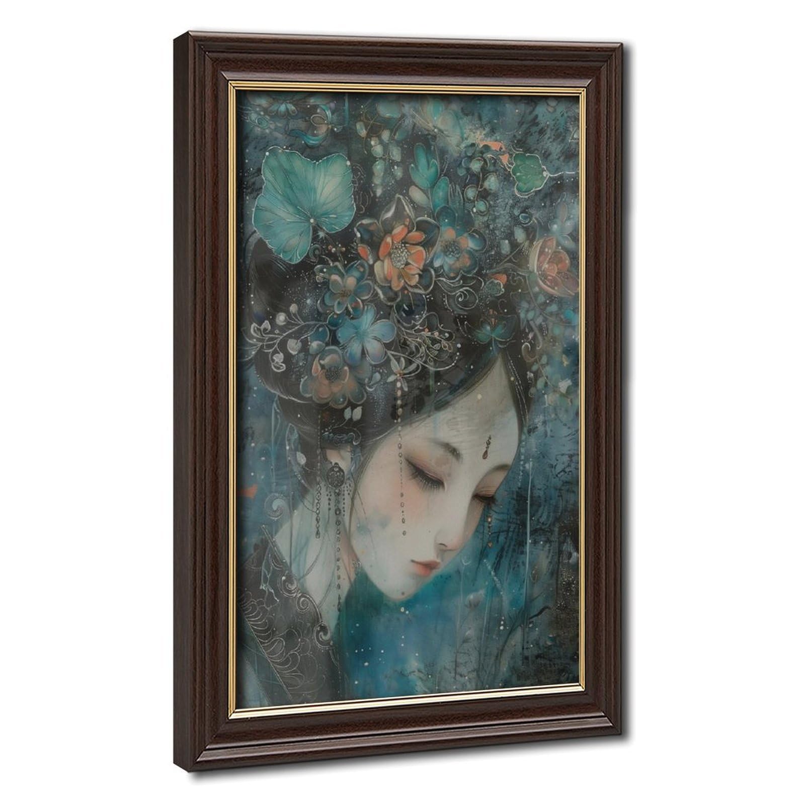 Bareronor Moody Geisha Poster Canvas Poster Bedroom Decor Landscape Office Room Decor Gift 8" L X 12" W