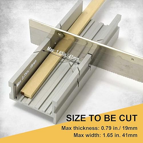 Miniatura 6 de Caja de inglete de metal pequeña de aluminio de 5.3 pulgadas, pequeña caja de inglete para sierra manual para sierra de mano, 3 ángulos de corte,