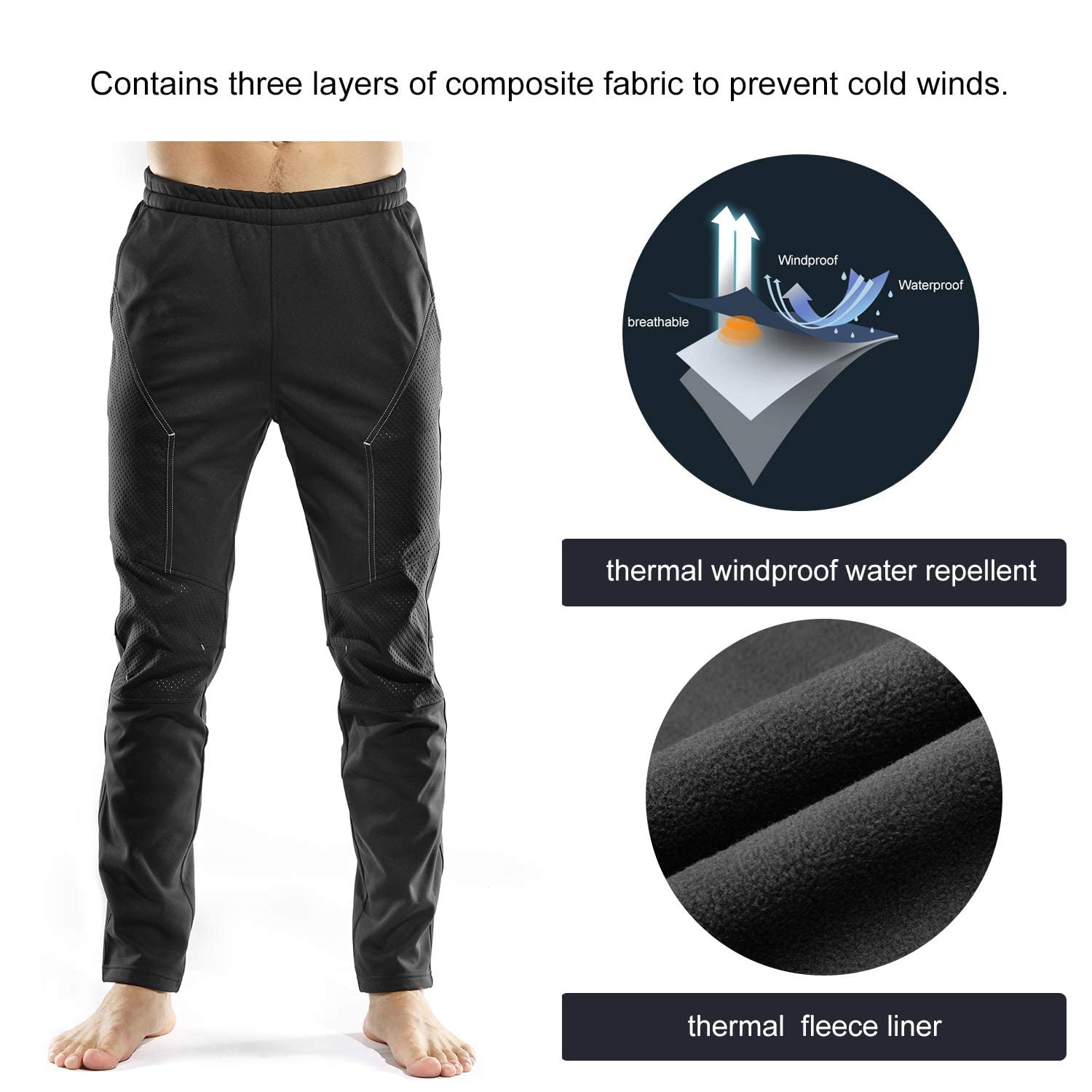 INBIKE Pantalon Largo Deporte Hombre Pantalon Chandal Hombre para Ciclismo Bicicleta Pantalon Hombre Invierno Impermeable Forro Polar para Deportes y Aire Libre
