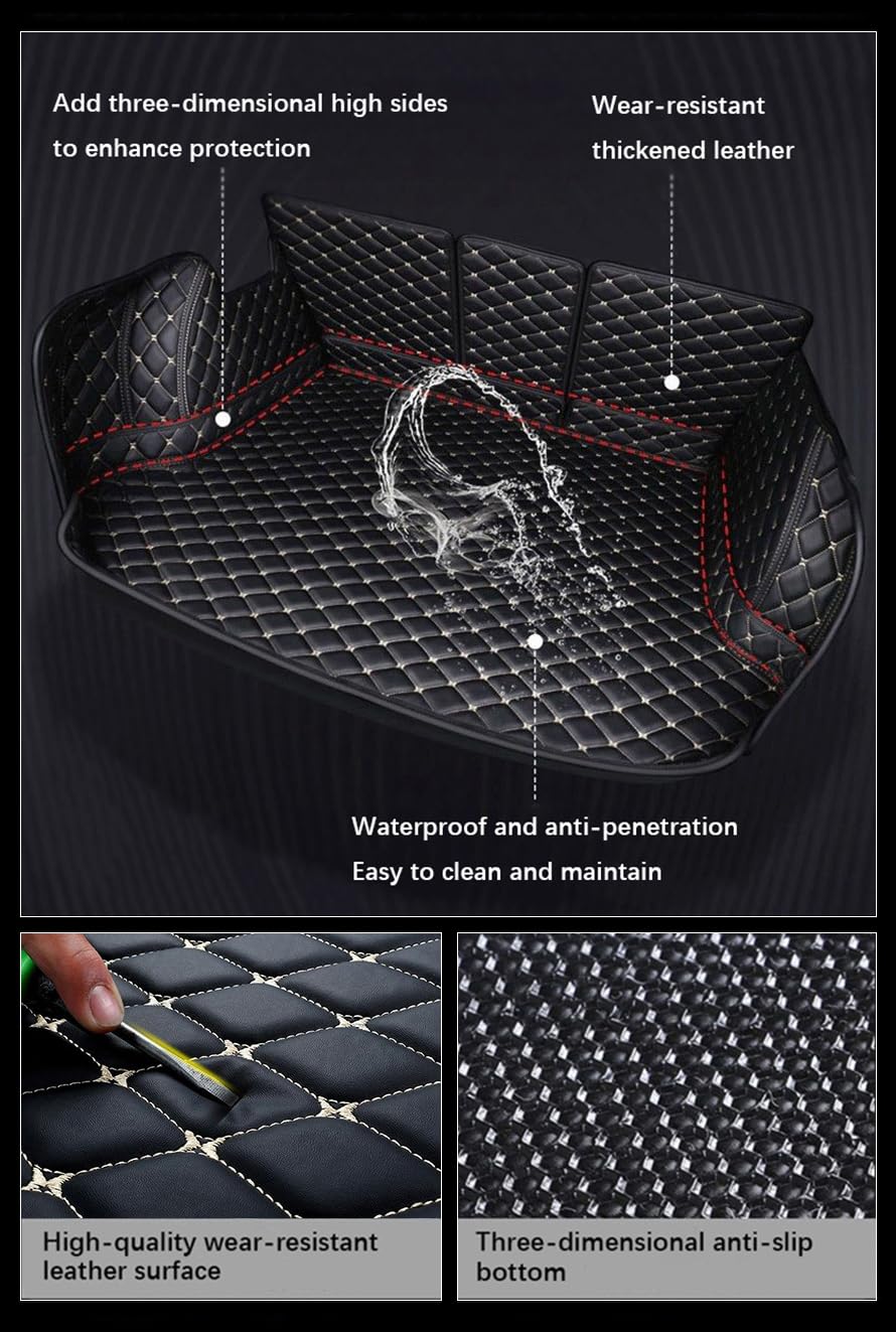 Maßgeschneiderte Modelle Kofferraummatten Vollständige Abdeckung Kofferraum Lederschutzmatte für Cupra UrbanRebel Terramar, Autozubehör, Car Boot Mats,1-Black