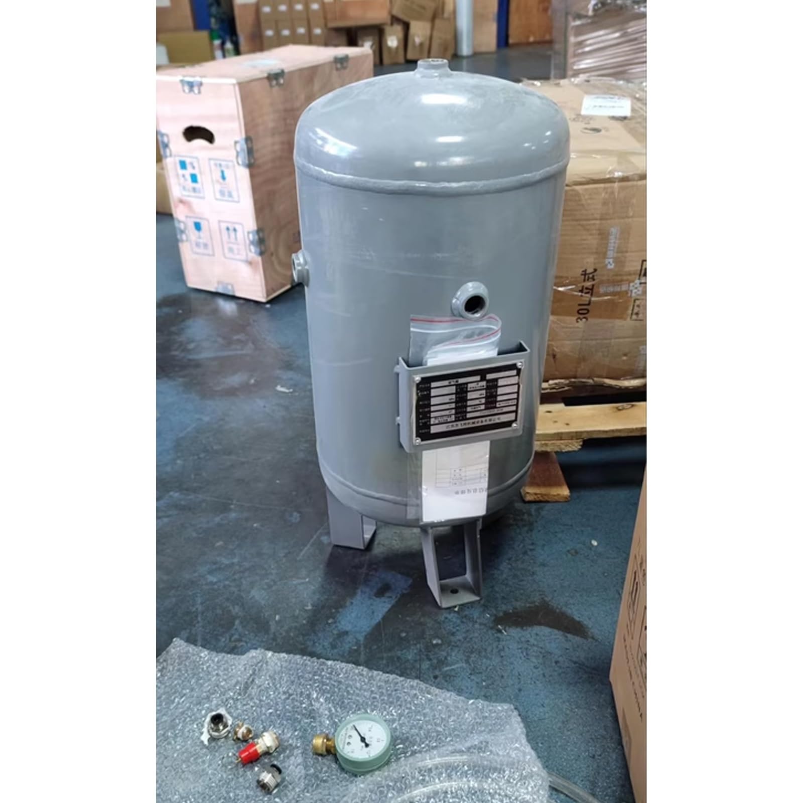 Serbatoio d'aria compressa portatile ad alta pressione in acciaio al carbonio verticale da 10 l/2,64 galloni, 20 l/5,3 galloni, 30 l/7,9 galloni, 50 l/13,2 galloni, 60 l/15,8 galloni, 80 l/21 galloni,