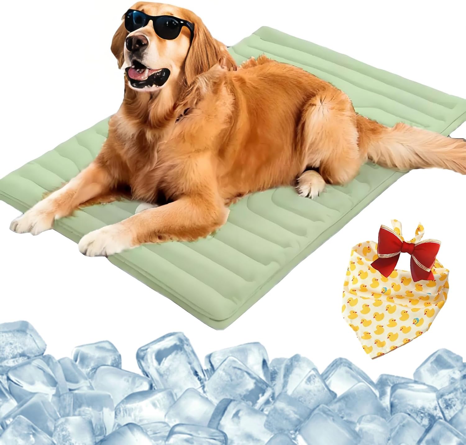 Sweet Dreamed Dog Cooling Mat with 4Colors, 2025 New Pet Cooling Pad for Dog & Cats, Gel-Free Self Barkley Cool Pad for Dogs & Cats, Machine Washable for All Breeds & Sizes (Green, X-Large)