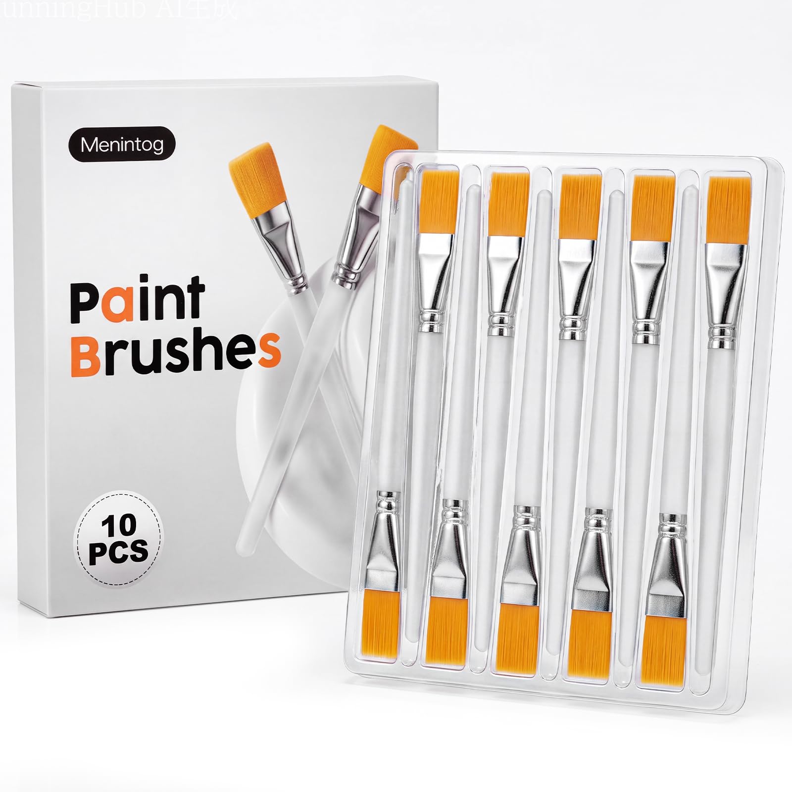 10 Pcs Flat Paint Brushes,1 Inch Acrylic Paint Brush for Beginner