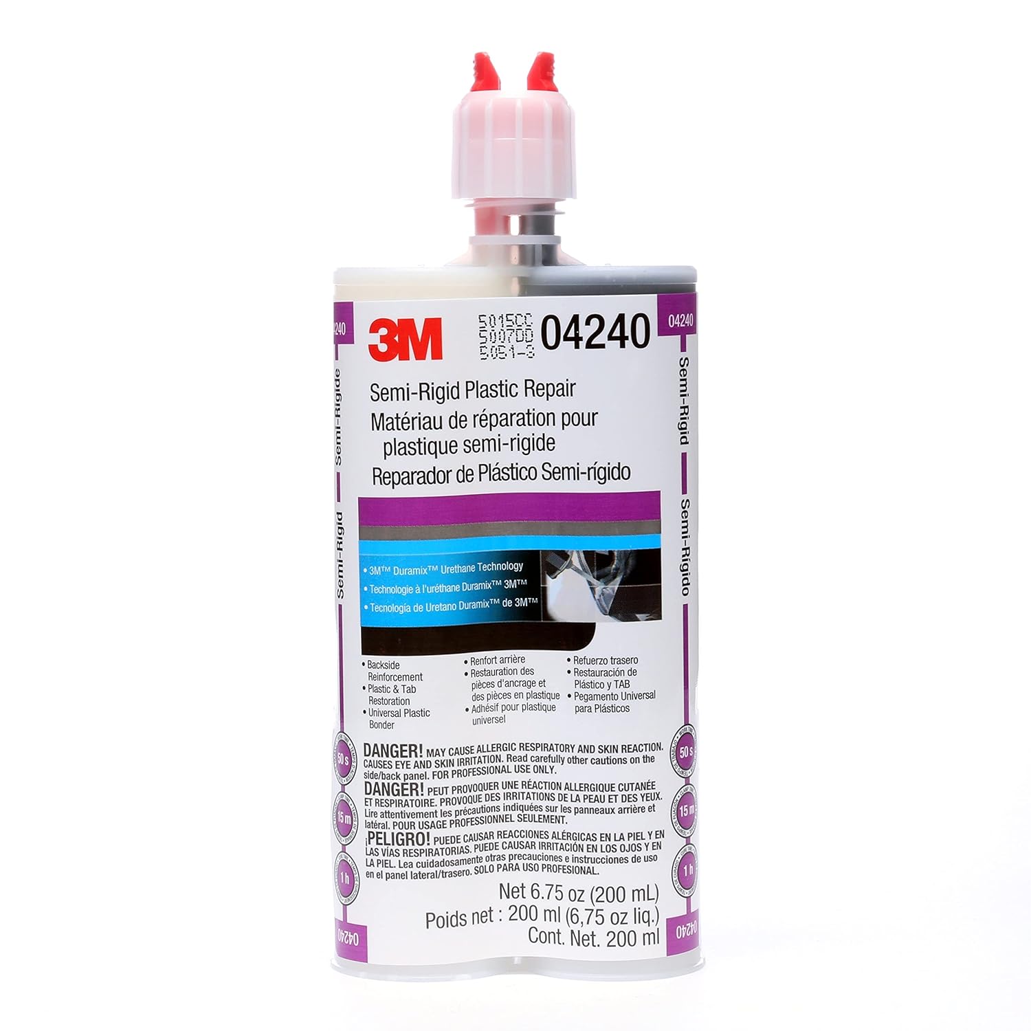 3M(TM) Semi-Rigid Plastic Repair, 04240, 200 mL, 6 cartridges per ca