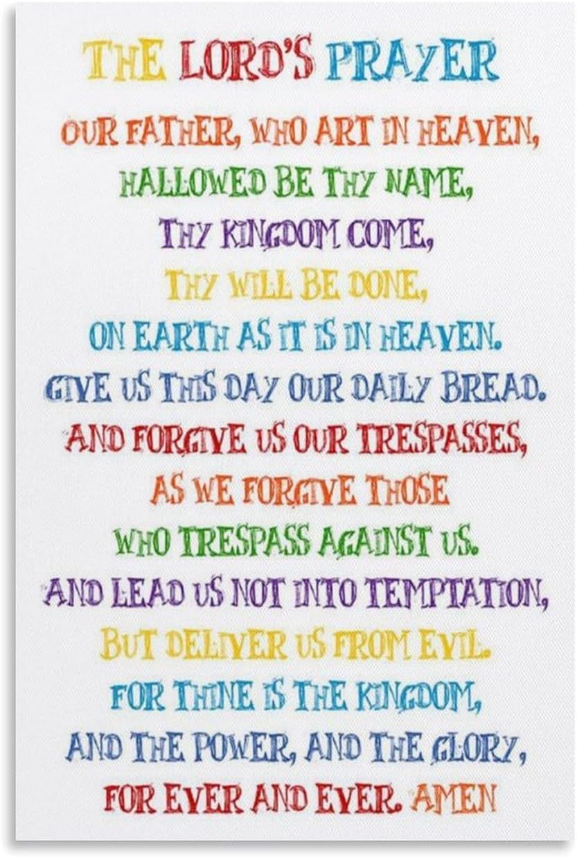 SitrMGH Lords Prayer Poster - Lords Prayer Wall Poster Our Father Prayer Decor Bible Study Scripture Decor for Church Classroom Bedroom Metal Tin Sign Nursery Blessed Christian Gift 8x12 inch