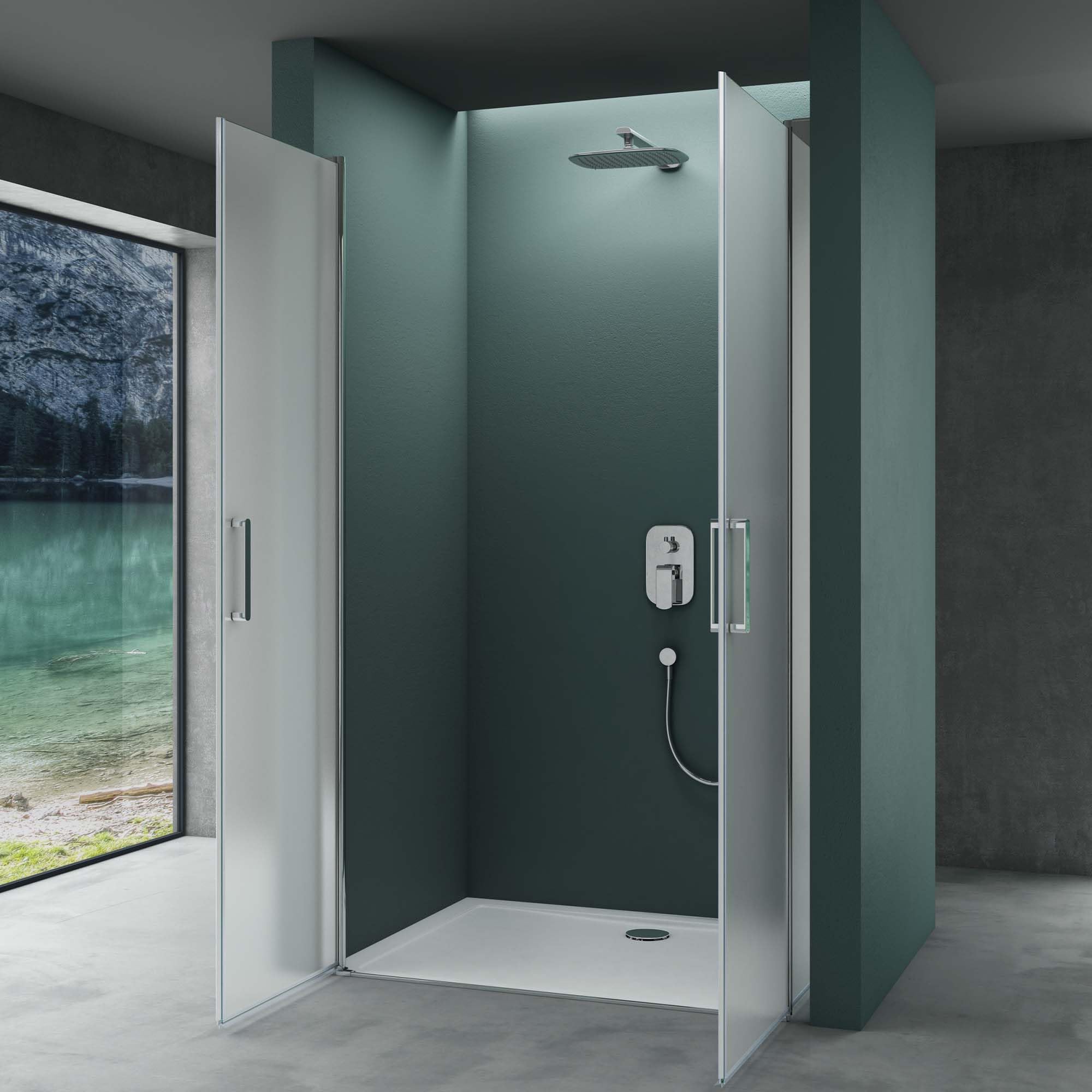 Mai & Mai Box Doccia a Nicchia 95x195cm, Porta Doppia Per Doccia a Nicchia Cabina Bagno in Vetro di Sicurezza Smerigliato 6mm con Meccanismo di Sollevamento e Abbassamento Teramo24VS