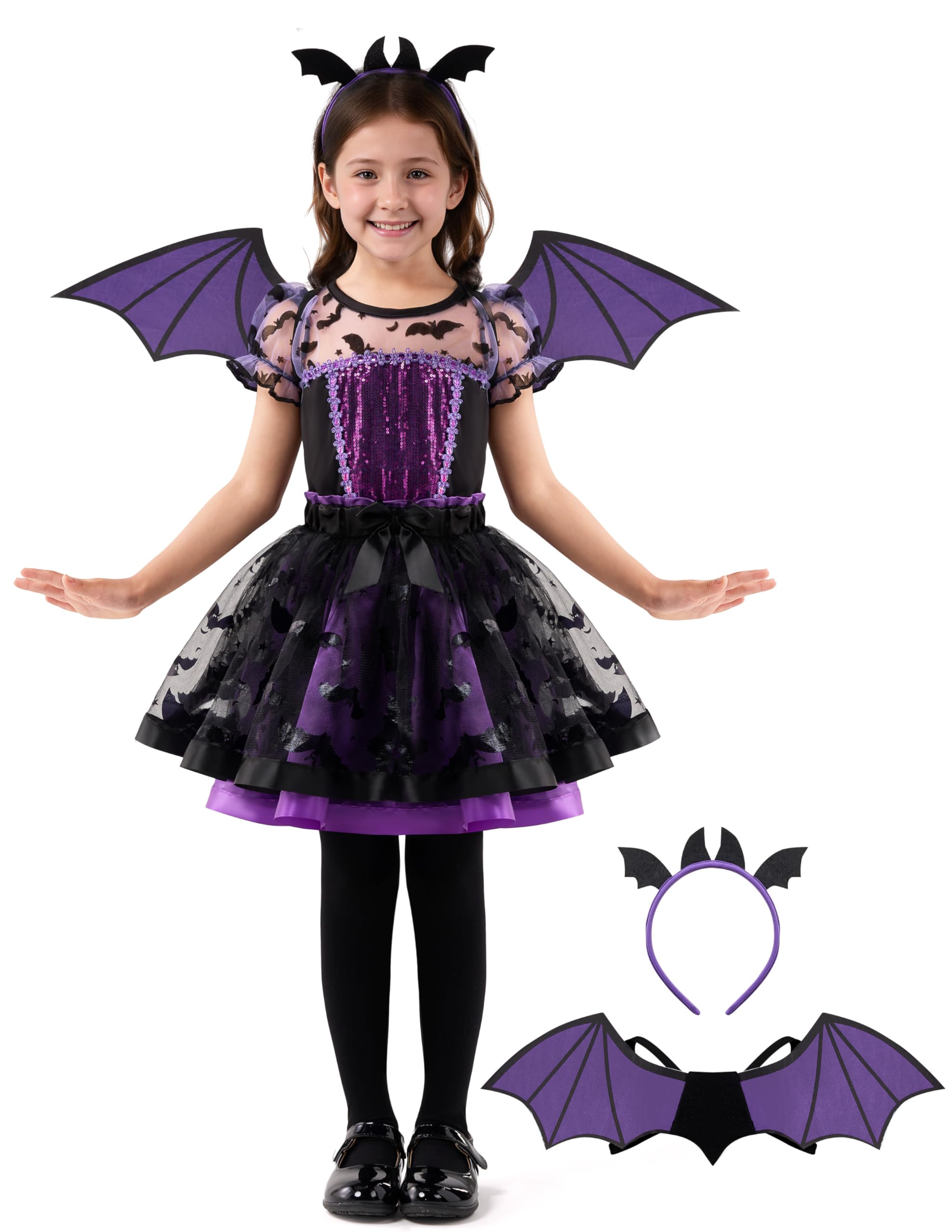 Spooktacular Creations Halloween Child Girl Purple Bat Tutu Costume