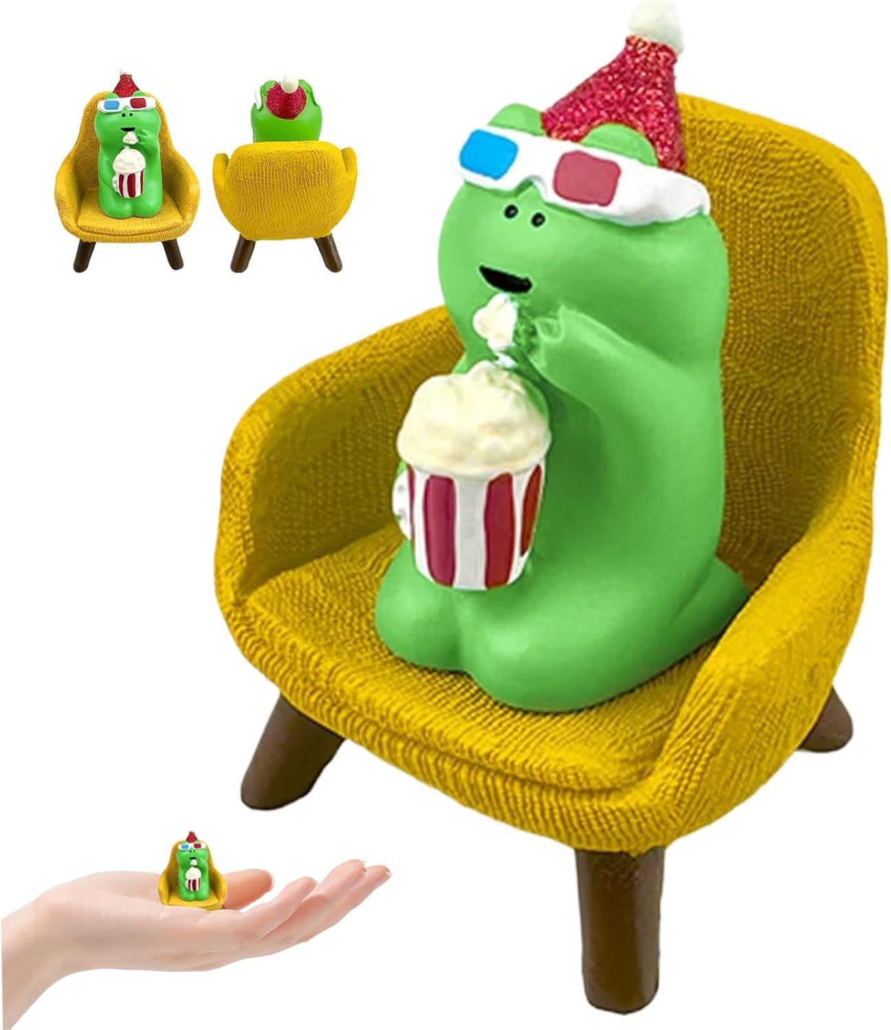 CNAFGBGG 1PC Mini Frogs with Chair Cute Popcorn Miniature