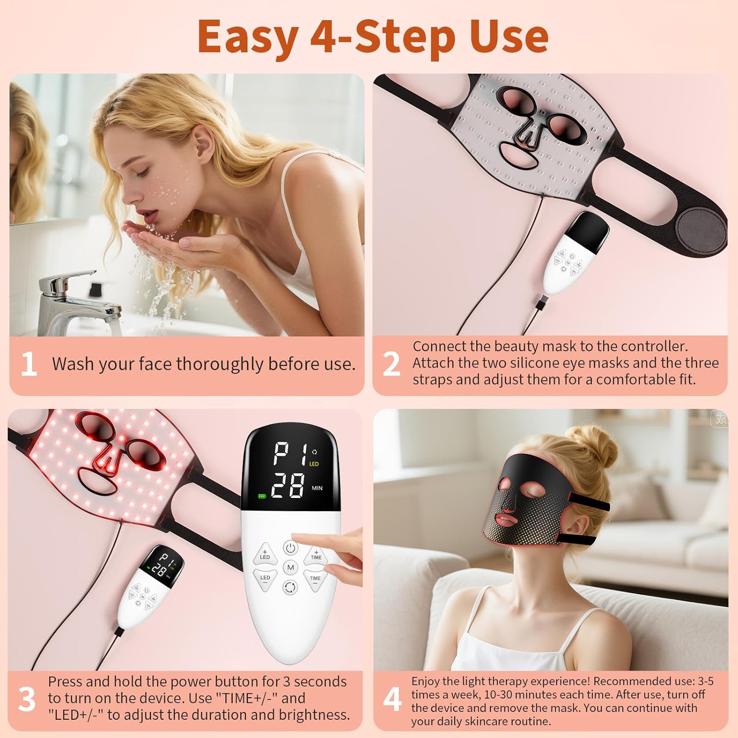 Red Light Therapy for Face Red Light Mask Infrared LED Mask Light 660nm & 850nm Near Infrared Light Therapy Valentines Day Gifts for Her - Image 7