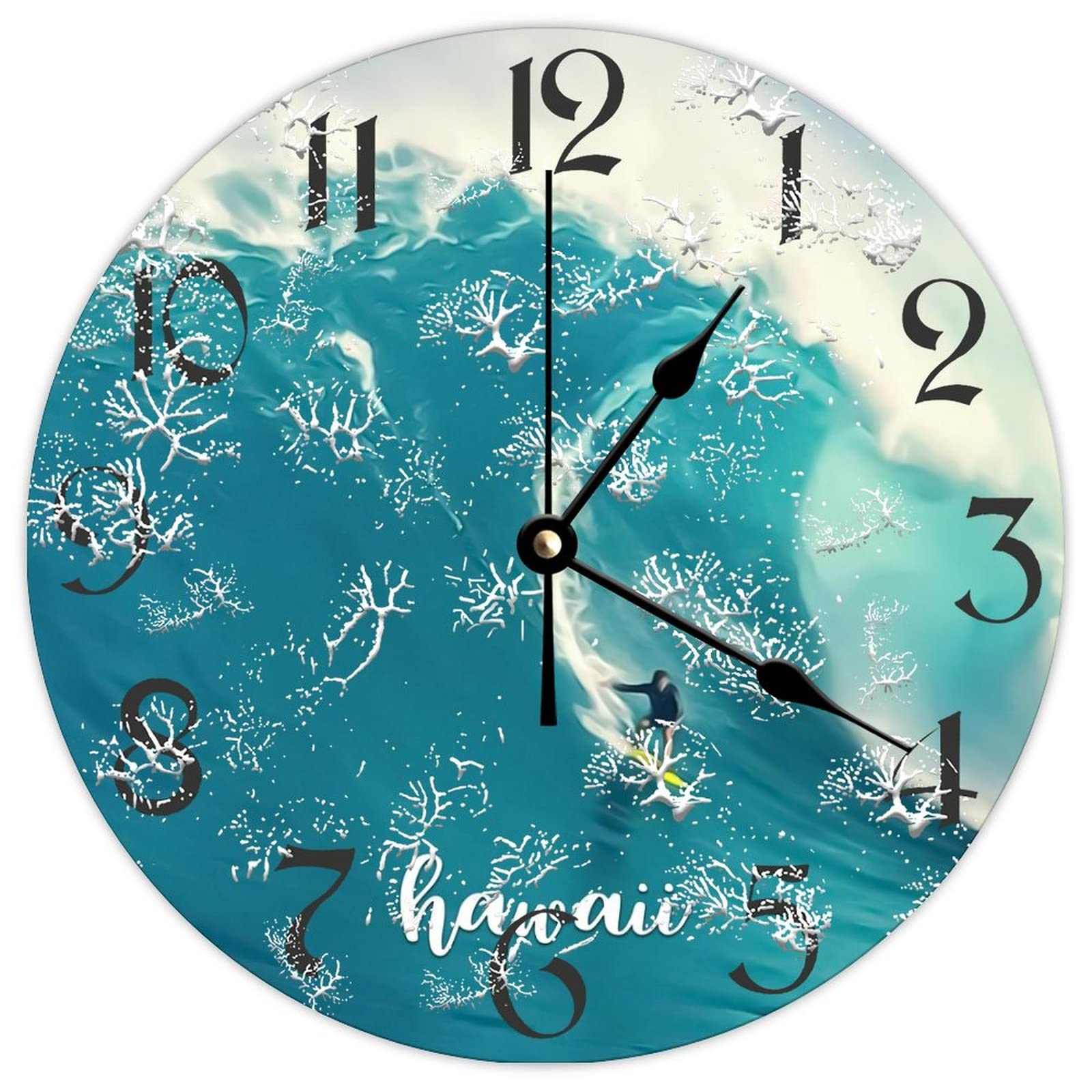 Horloge murale ronde en bois silencieuse pour chambre sans bruit