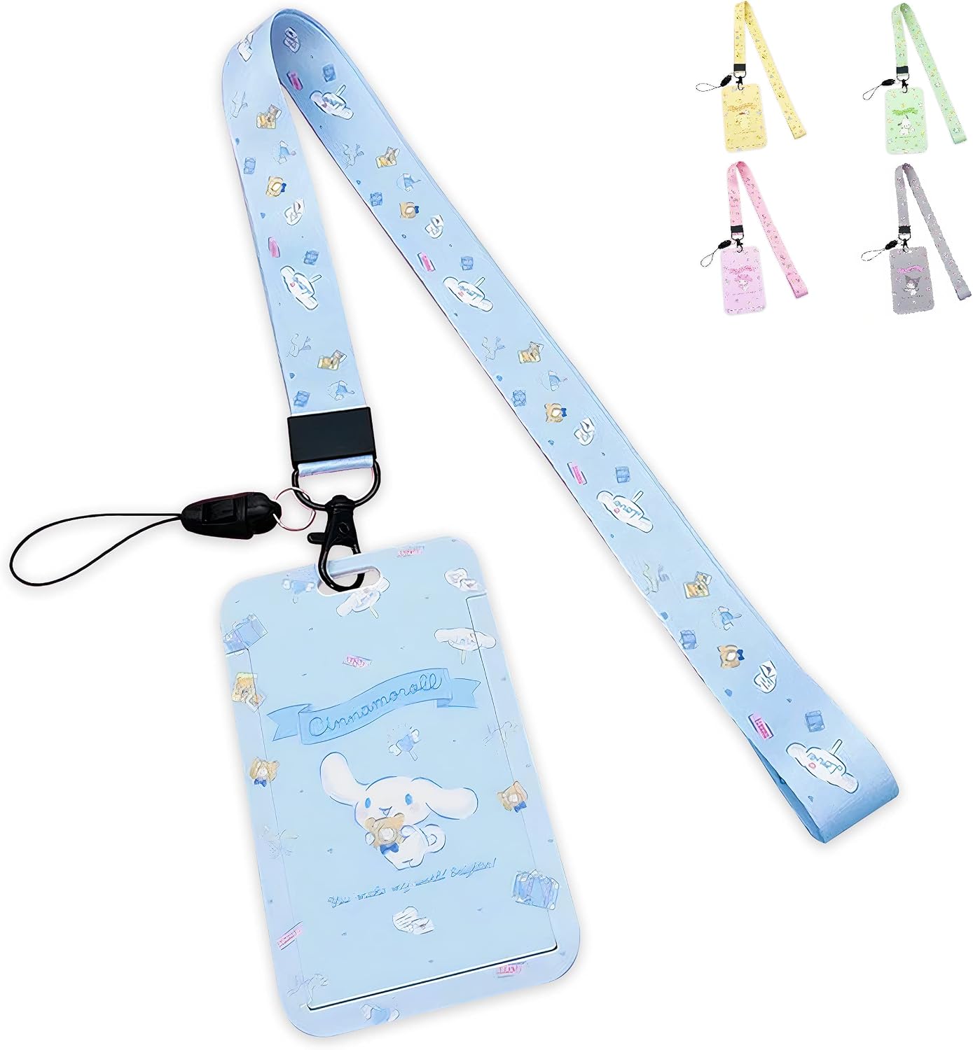 MEADOW Cinnamoroll Lanyard Kawaii ID Holder Blue Cute Badge Card Keychain Case Neck Pouch Wallet School Supplies for Students Teachers Teens Boys Girls Women Nurse
