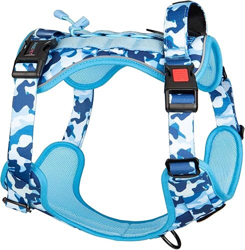 PHOEPET Arnés táctico para perro sin tirones, chaleco para perro de servicio con paneles Molle y bucle, fácil control con asa para perros grandes