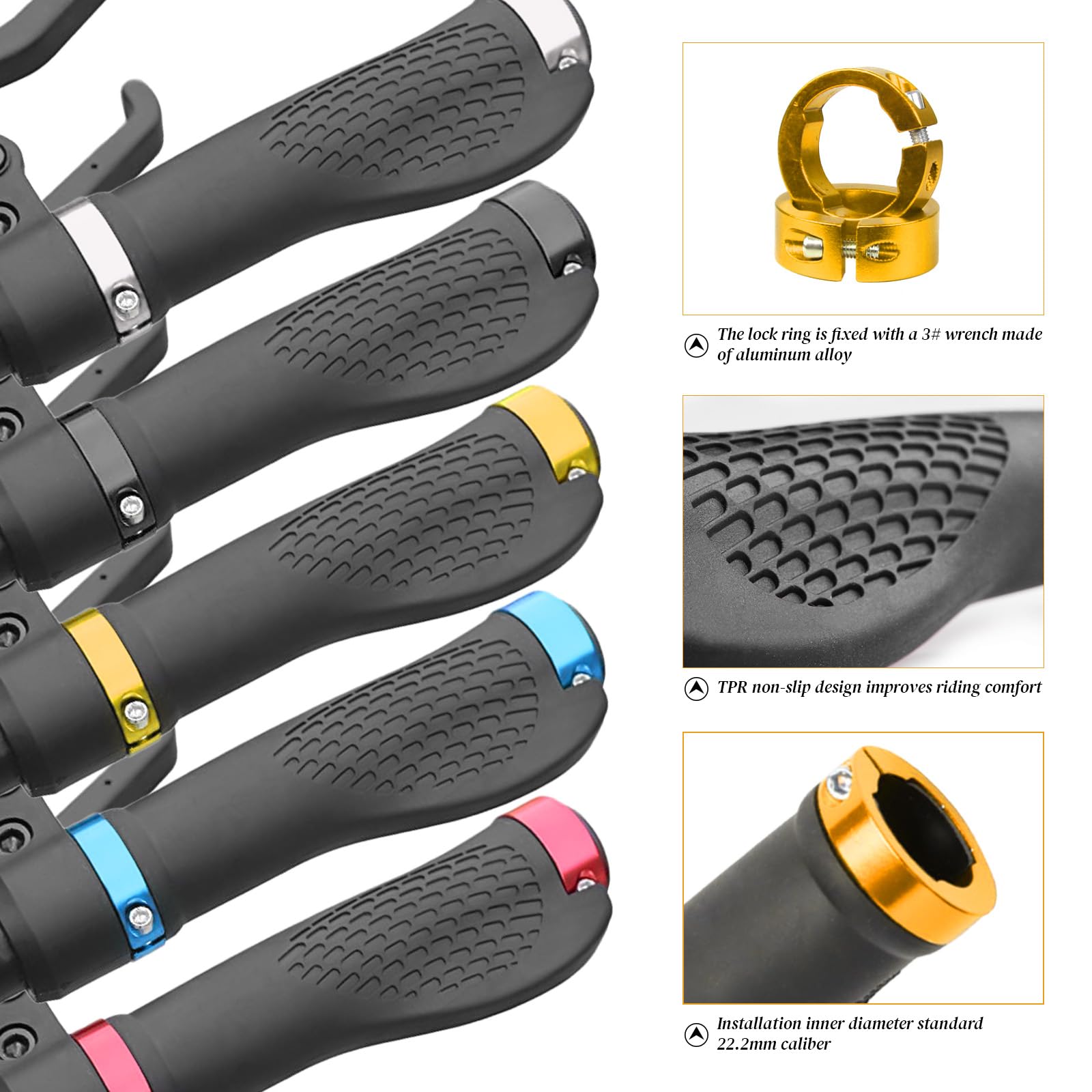 YMWALK Kids Bike Handlebar Grips, Non-Slip Rubber Handle Grips with Double Lock - Image 4