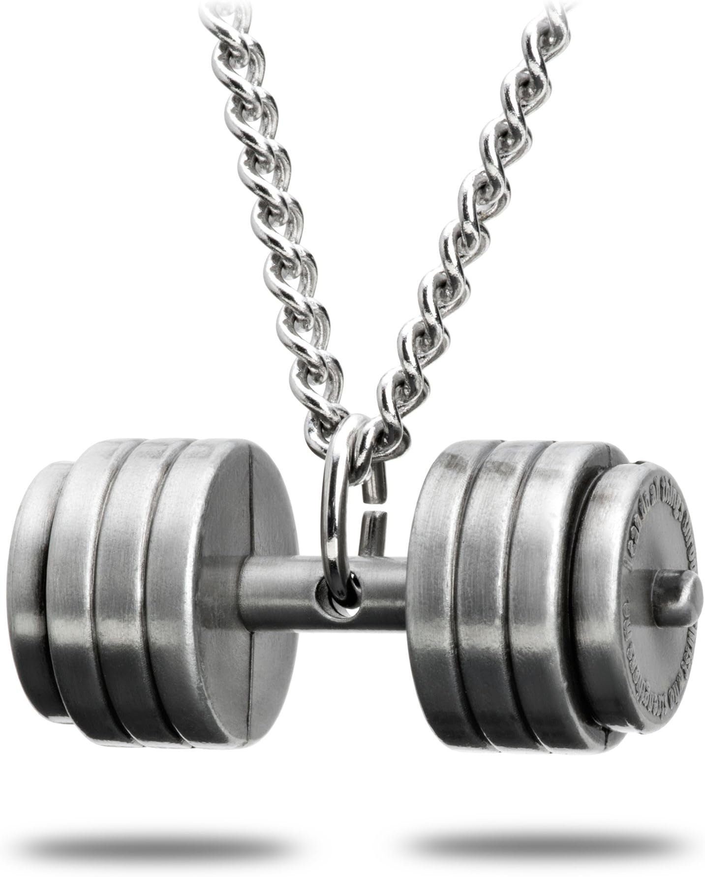 Shields of Strength Women's Weight Plate and Dumbbell Pendant Combo Necklace Philippians 4:13 & Luke 1:37 Bible Verses Weightlifters Christian Jewelry