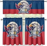 Vista 19 de Juego de 250 cortinas de cocina con bandera estadounidense para ventanas, fácil de instalar, cortinas cortas de 24 pulgadas con bolsillo para barra