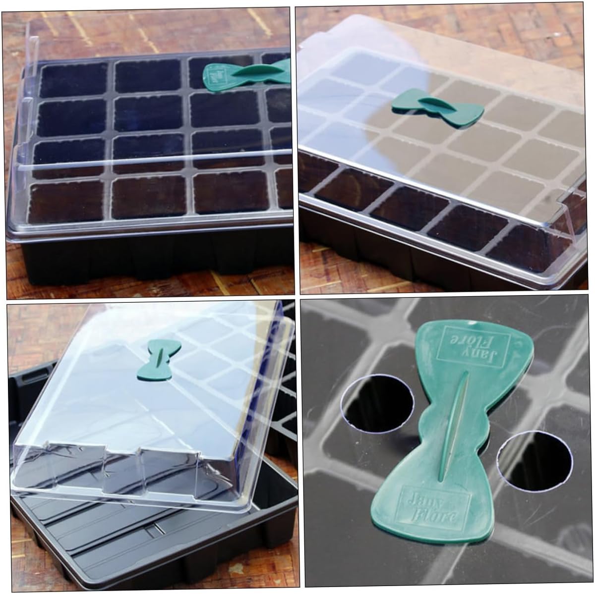 UPKOCH 3 Sets 24-Cell Seedling Starter Trays Plant Germination Boxes Plastic Nursery Planting Cases for Indoor Gardening and Seed Propagation