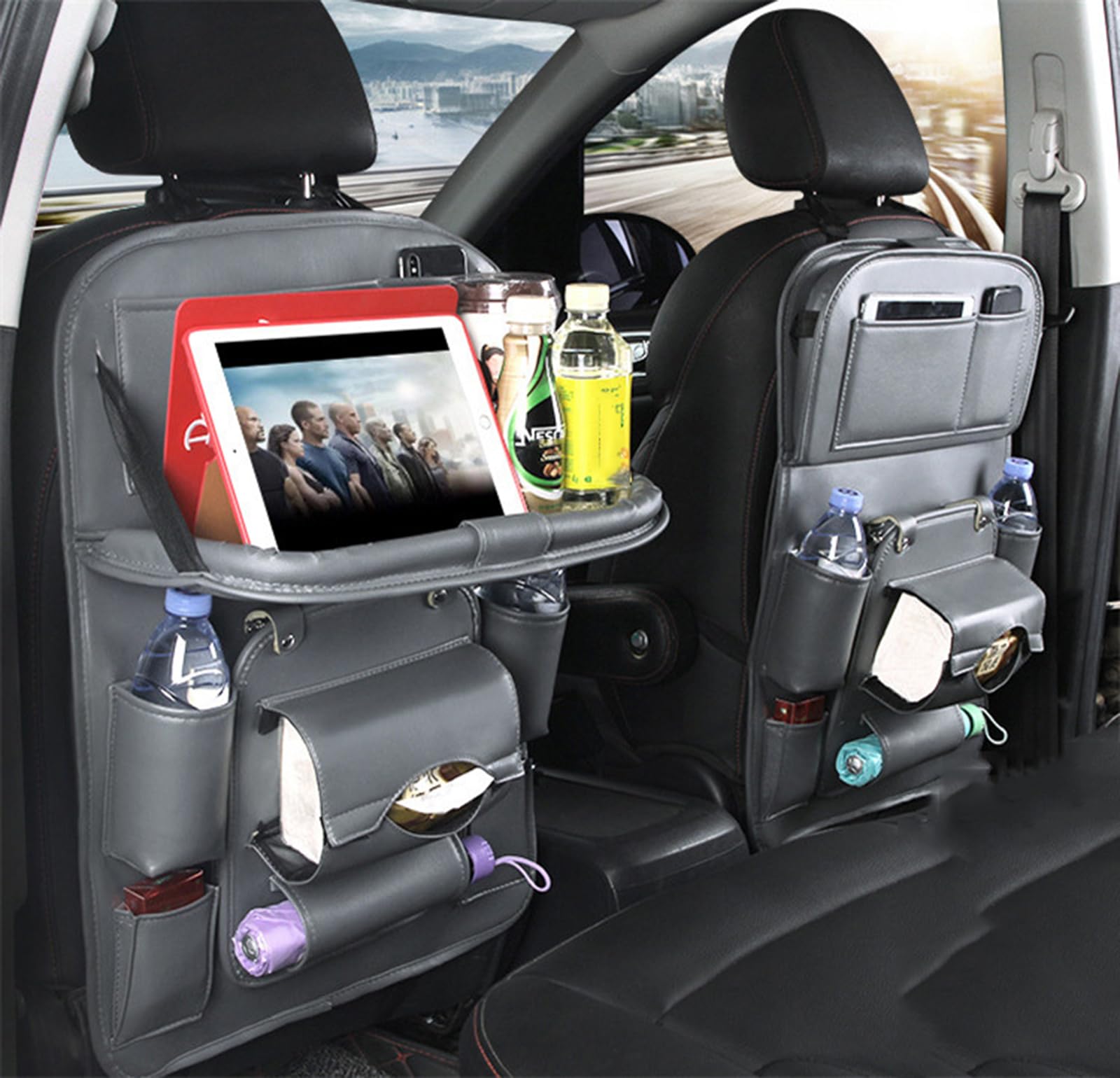 Maty ochraniacze na siedzenia samochodowe do Renault Laguna/LatitudeTwingo/Megane/Kosmos, Captur/Megane, wodoodporne organizery samochodowe, D szary