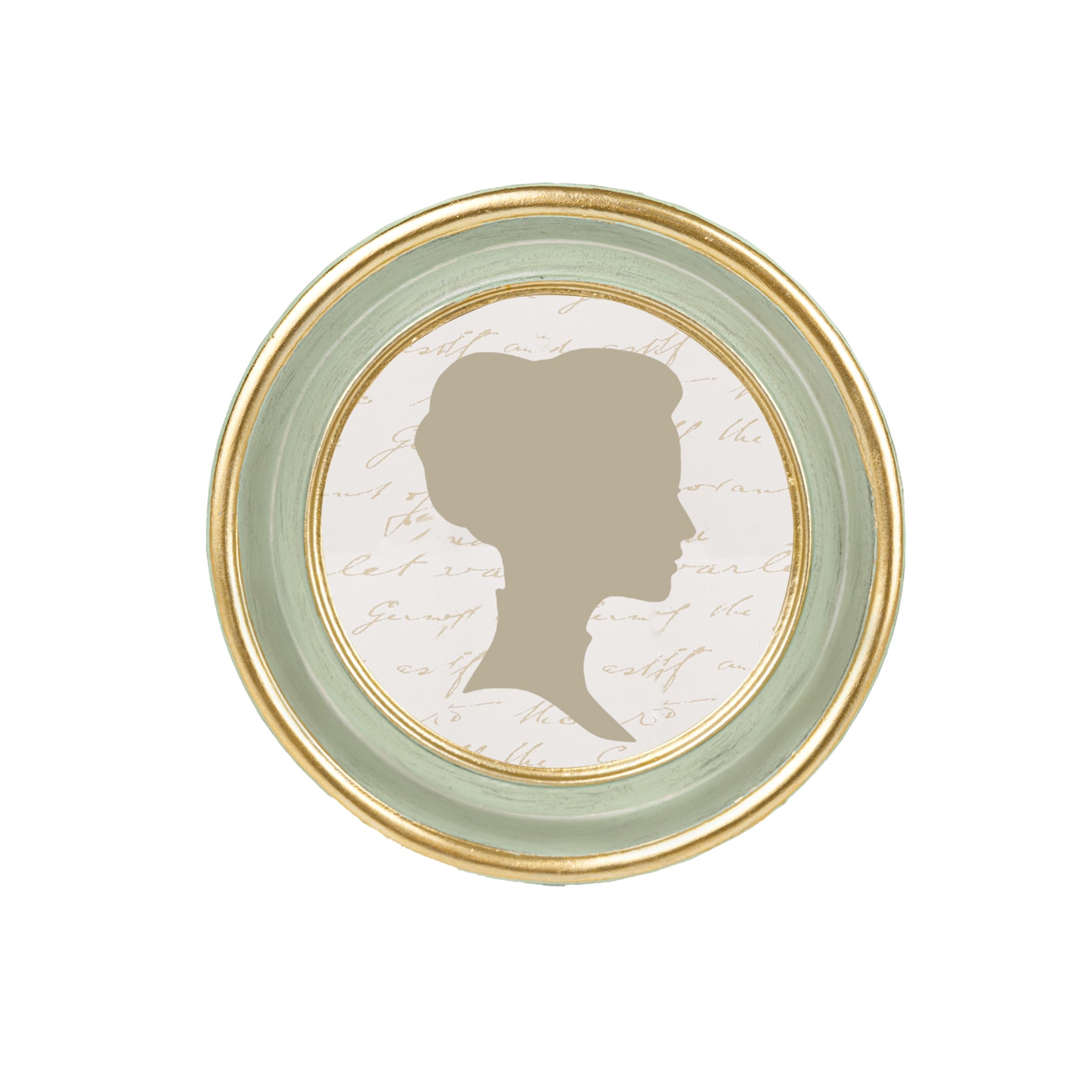 Aels Cornice Portafoto Vintage, 10 X 10 Cm, Elegante Cornice Antica Con Vetro Frontale, Da Appendere Alla Parete, Idea Regalo, Ovale Verde Salvia Con Finiture Dorate-image
