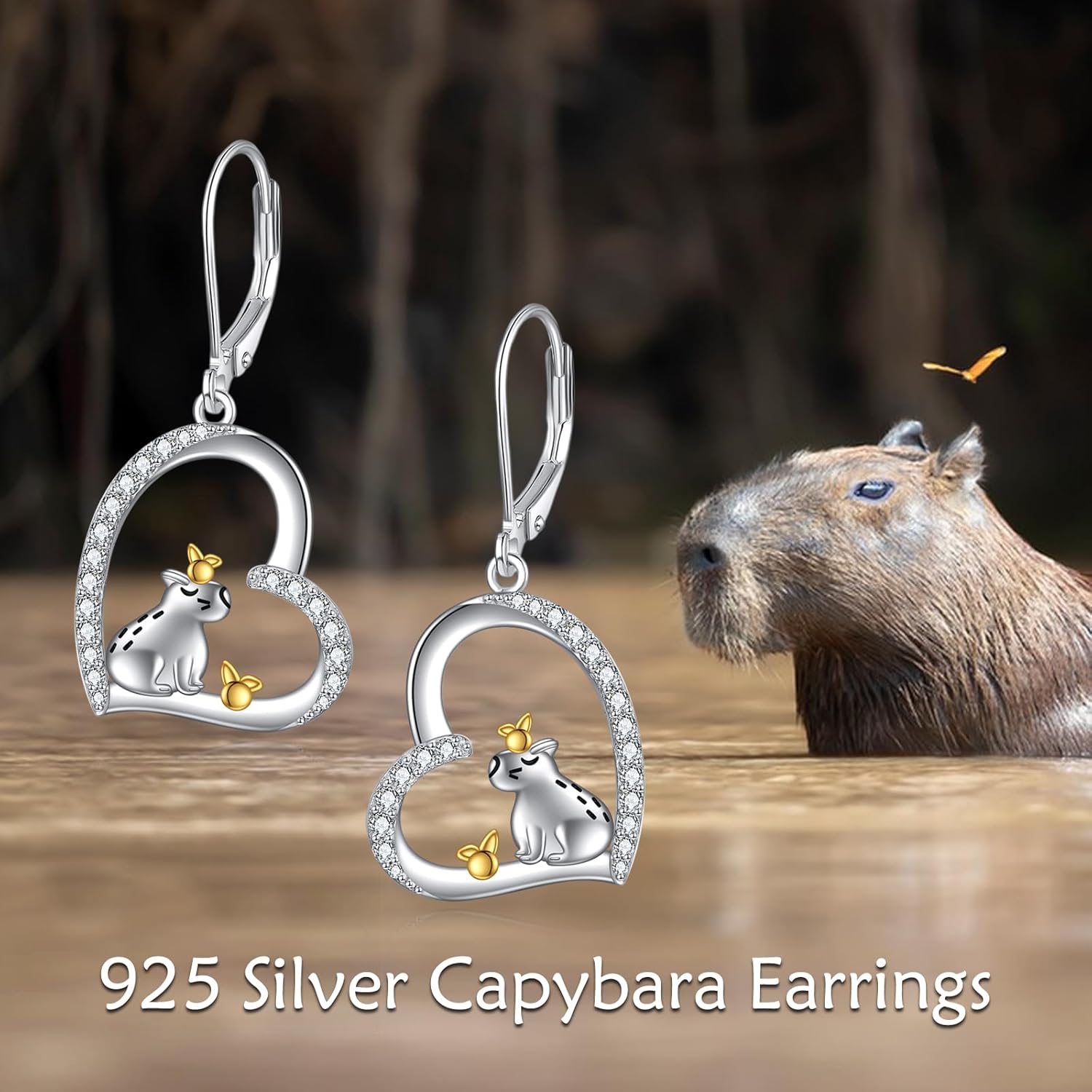 Capybara/Seal/Duck/Ladybug/Chicken/German Shepherd/Dalmatian/Unicorn Earrings for Women Sterling Silver Heart Leverback Earrings Animal Jewelry Gift