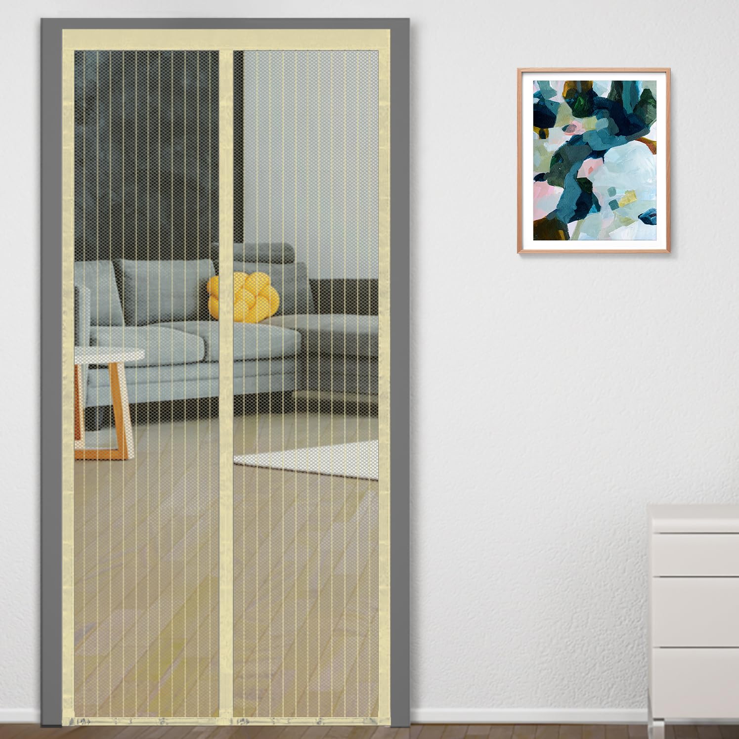 Classic Mosquito Net for Doors with Magnets | Tear-Resistant Polyester Mesh | Auto-Close Magnetic Screen Door, Balcony & Kitchen | DIY Installation | Protection Insects (210 x 115 cm,Ivory)-image-36