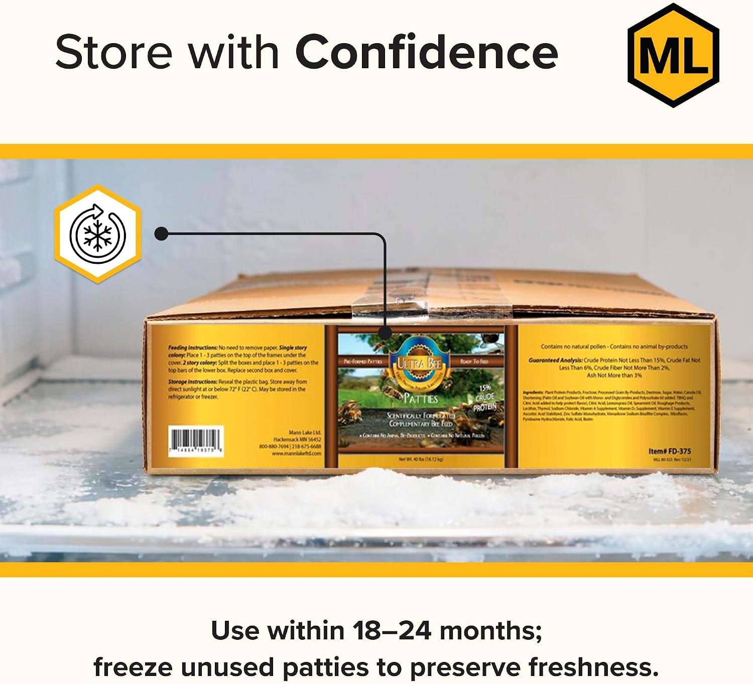 Mann Lake Ultra Bee Pollen Substitute Patties, High Protein Honey Bee Food with Vitamins & Amino Acids for Spring, Fall Brood Boost & Winter Colony Survival, Animal Byproduct Free, Made in USA, 40 Lbs