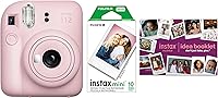 Fujifilm Instax Mini 12 Instant Camera Pink Bundle - Selfie Mirror, Close-up Mode, Auto Exposure & Film Included