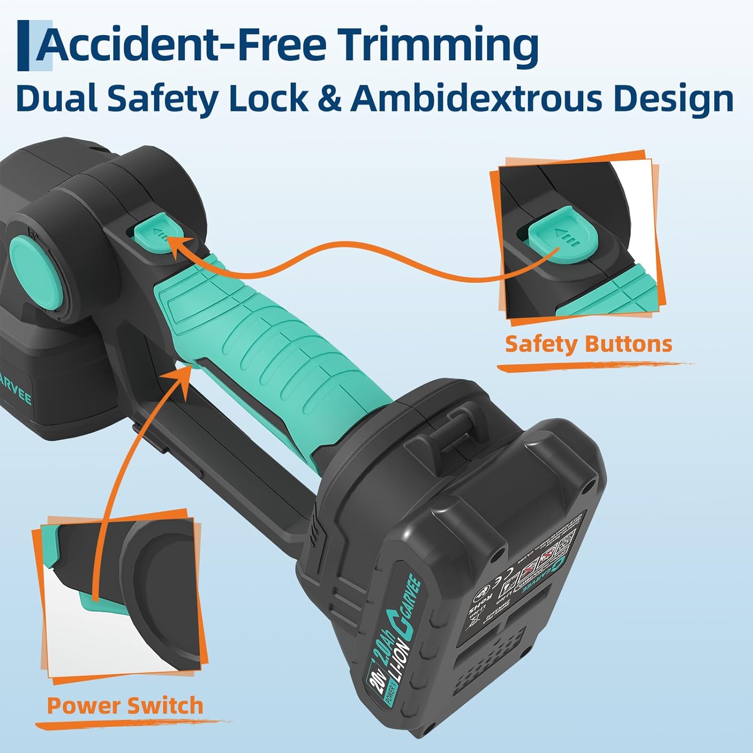 DEXSO Cordless Grass Trimmer Hedge Shears/Grass Cutter - 2 in 1 Handheld Electric Grass Shear with Shrubbery Trimmer Rechargeable Battery & Type-C Cable 2 * 2.0Ah Battery Charge