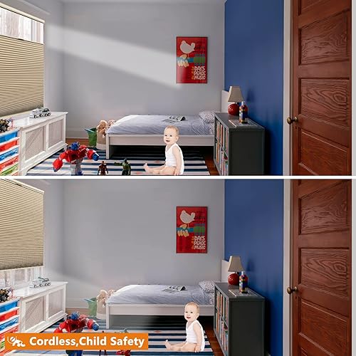 Miniatura 6 de Persilux Persianas Opacas de Tamaño Personalizado de Arriba Hacia Abajo y de Abajo Hacia Arriba para Ventanas, Persianas Celulares sin Cordón,