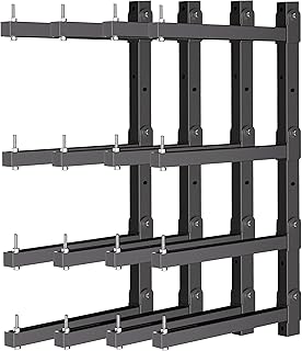 Lumber Storage Rack Wall Mount, Folding Wood Storage Racks Heavy Duty for Garage Metal Lumber Rack Indoor and Outdoor with 4-Level, 4 Pack, Black