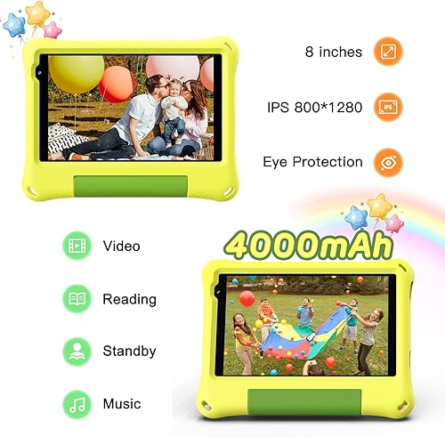 Miniatura 6 de Tableta para niños de 8 pulgadas, Android 15, Octa-Core 12 GB de RAM + 64 GB de ROM, tableta para niños pequeños con WiFi 6, control parental,
