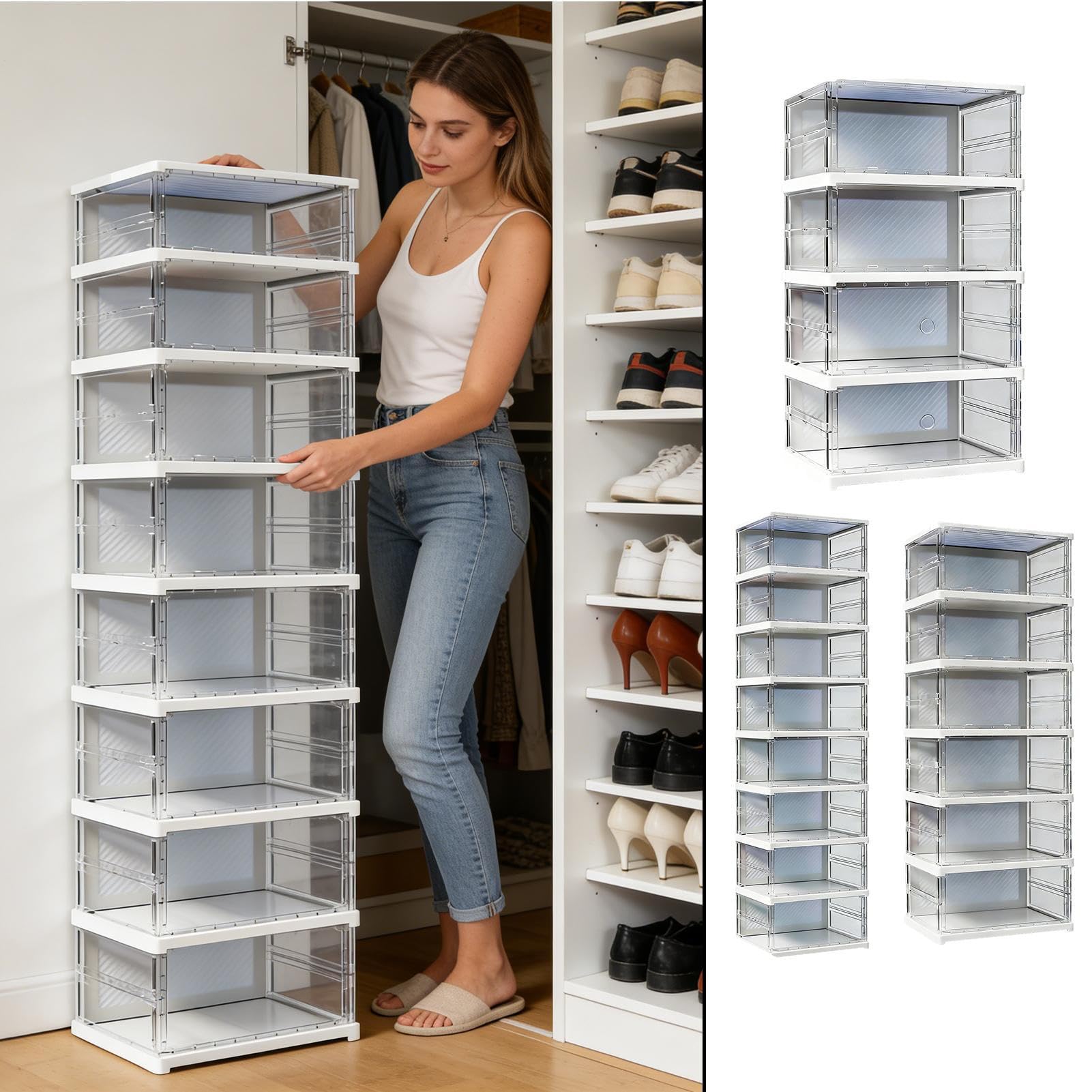 Cajas De Zapatos Transparentes Para Exhibir Zapatillas Que Ahorran Espacio