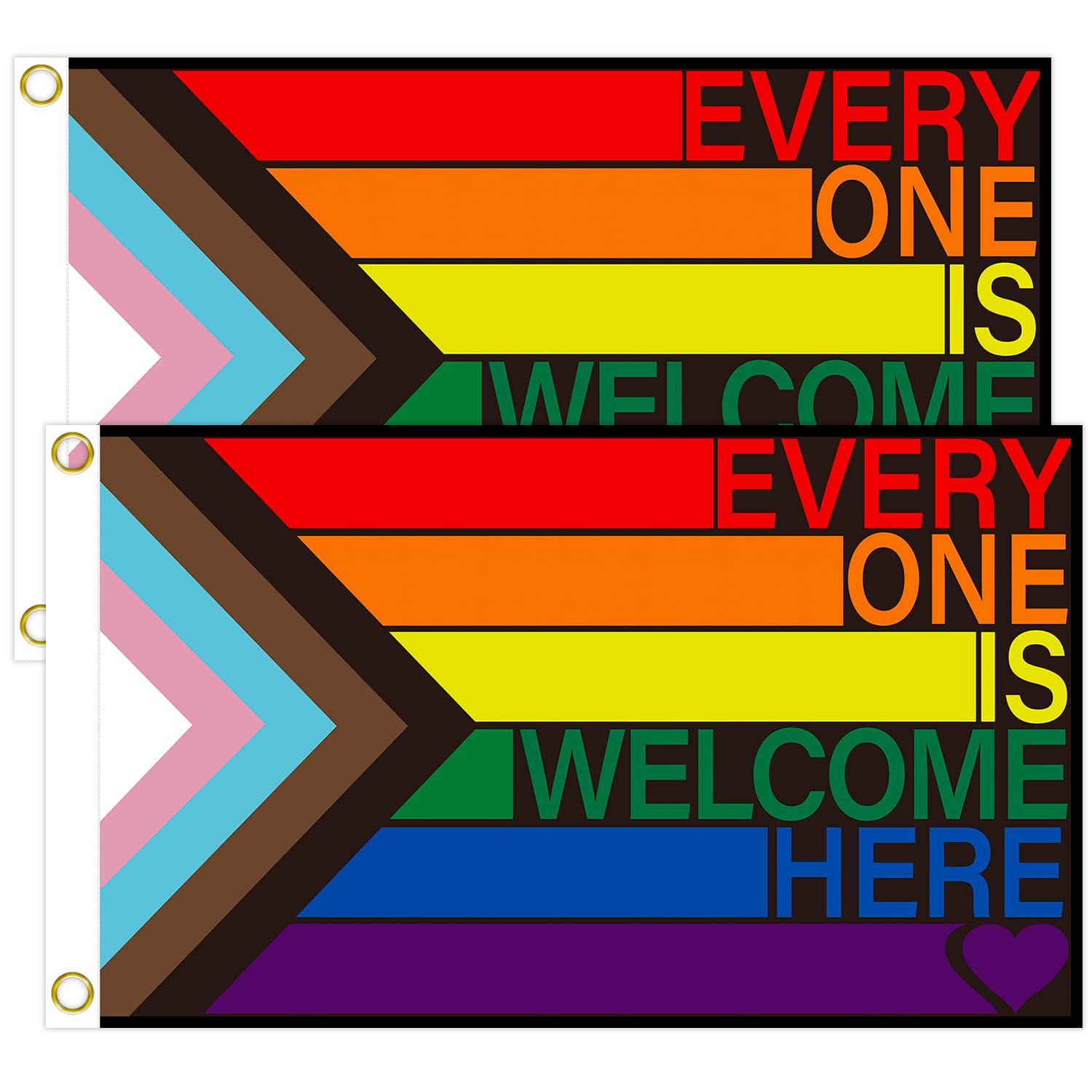 Progress Pride Flag 3X5 Foot 2Pcs Outdoor Indoor Waterproof Rainbow LGBT Flag with Brass Grommets