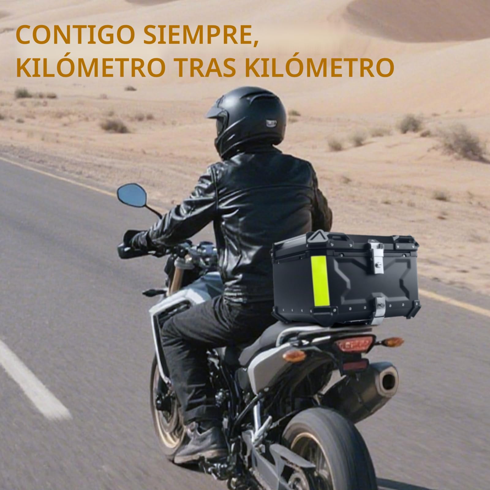 Baúl Moto 65L Universal de Aluminio – Impermeable IP68, Cofre Trasero Antirrobo para 2 Cascos, con Desmontaje Rápido para la mayoría de Motos & Scooter