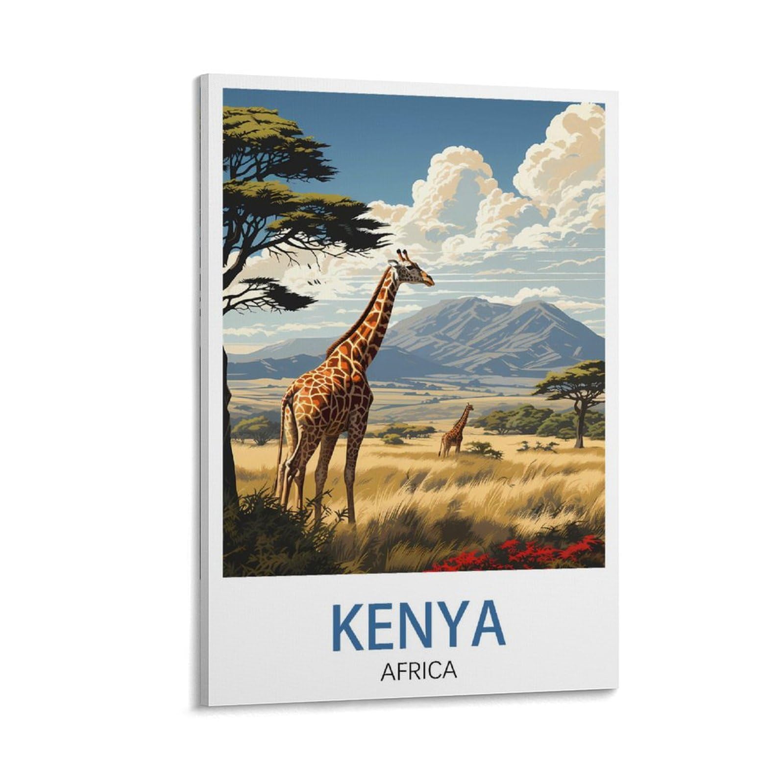 LHJOIUN Kenya Africa Vintage Travel Posters Landscape 12x18inch(30x45cm) Art Canvas Print For Living Room Bedroom Home Decoration Modern Art