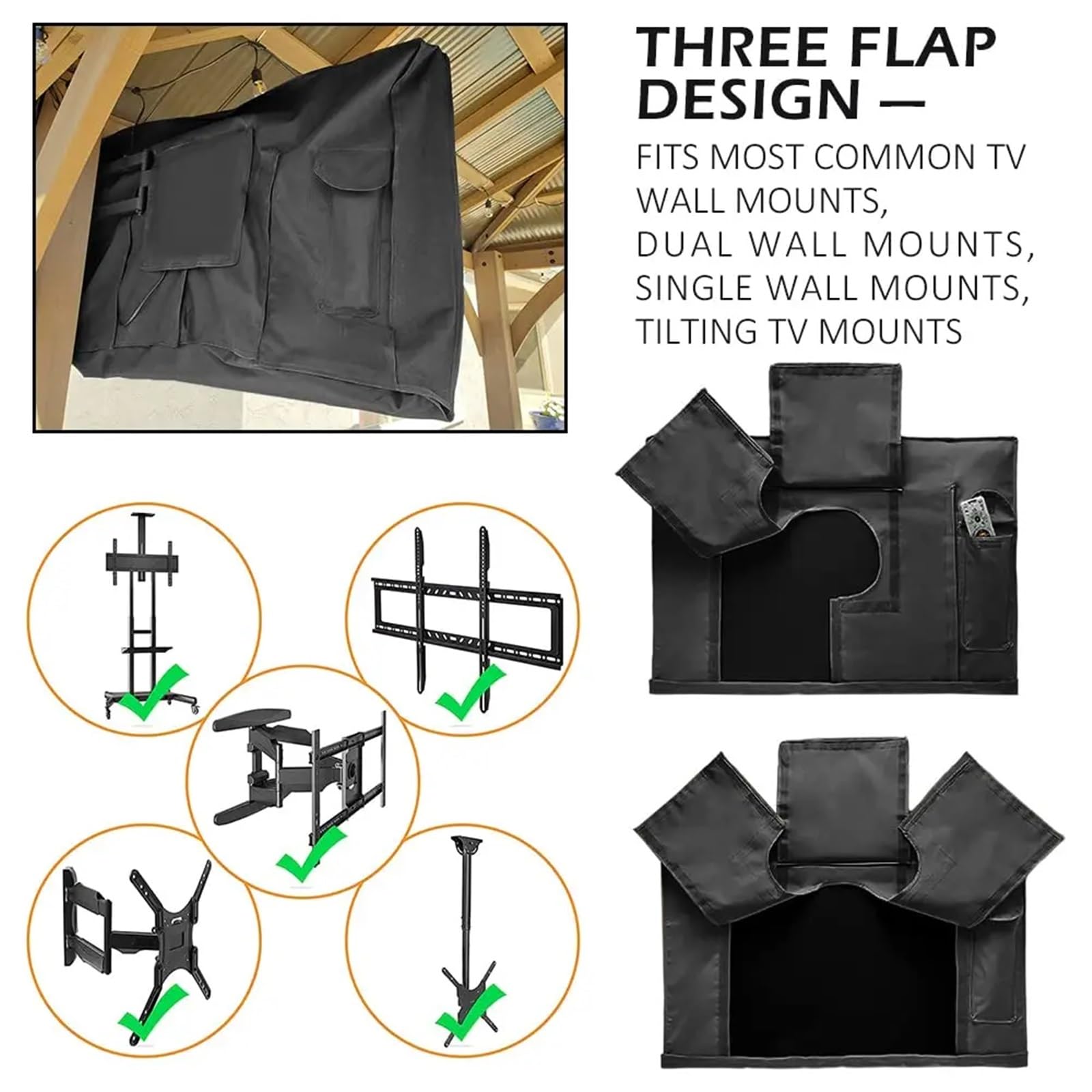 Funda for TV de Exterior de 22 a 65 Pulgadas, Resistente a la Intemperie y con Bolsillo de Almacenamiento con Cremallera Impermeable, Universal. para TV(FOR 36-38inch TV)