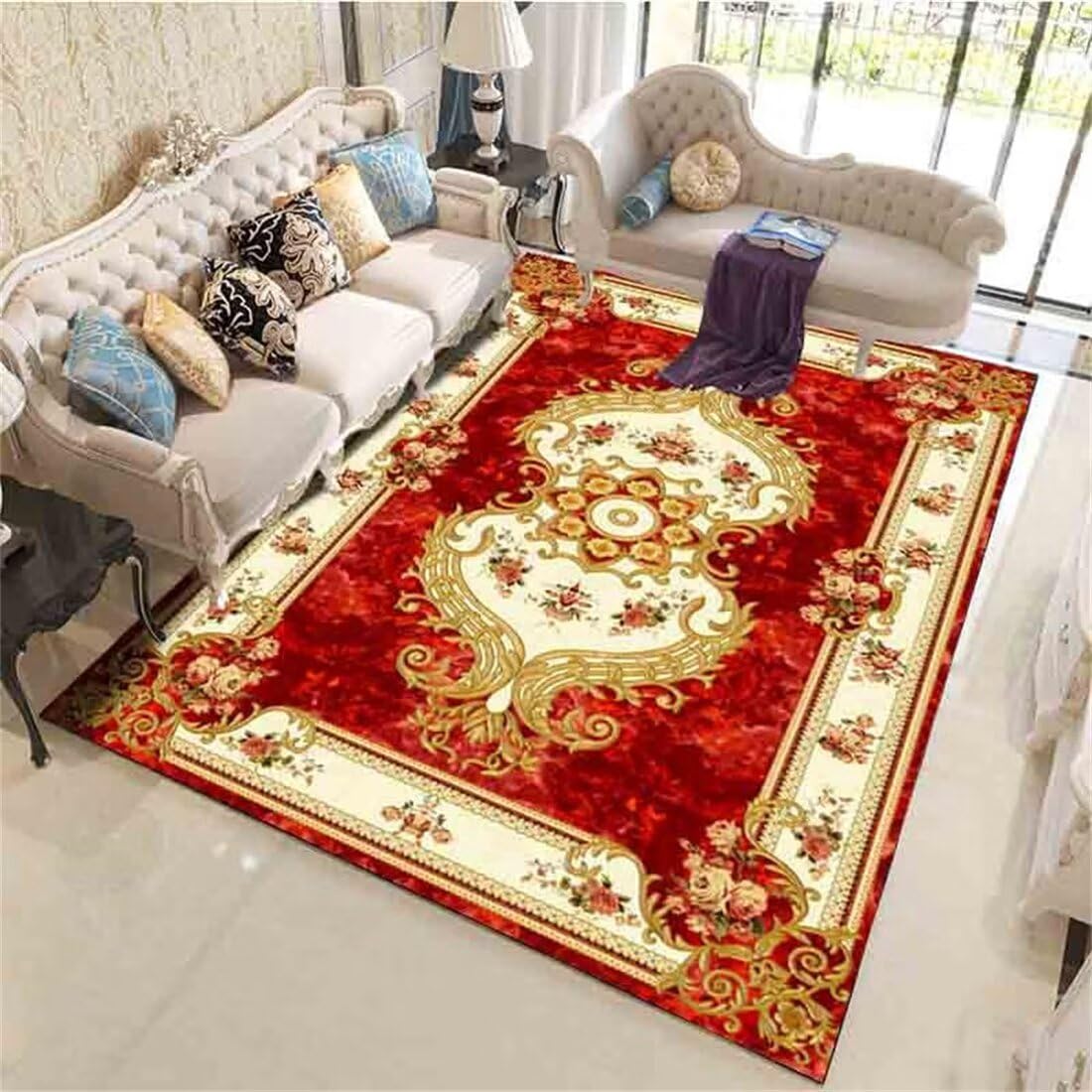 Tapis facile à entretenir grand tapis de salon rouge 60x90