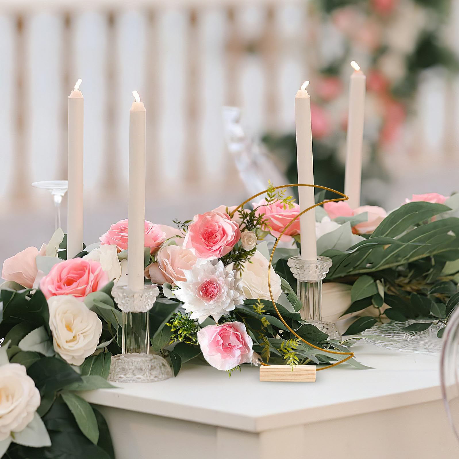 Tofficu Cerchi Floreali Centrotavola Matrimonio Fai da Te 10 Set in Ferro con Base Struttura Stabile e Resistente per Decorazioni di Nozze per Tavoli