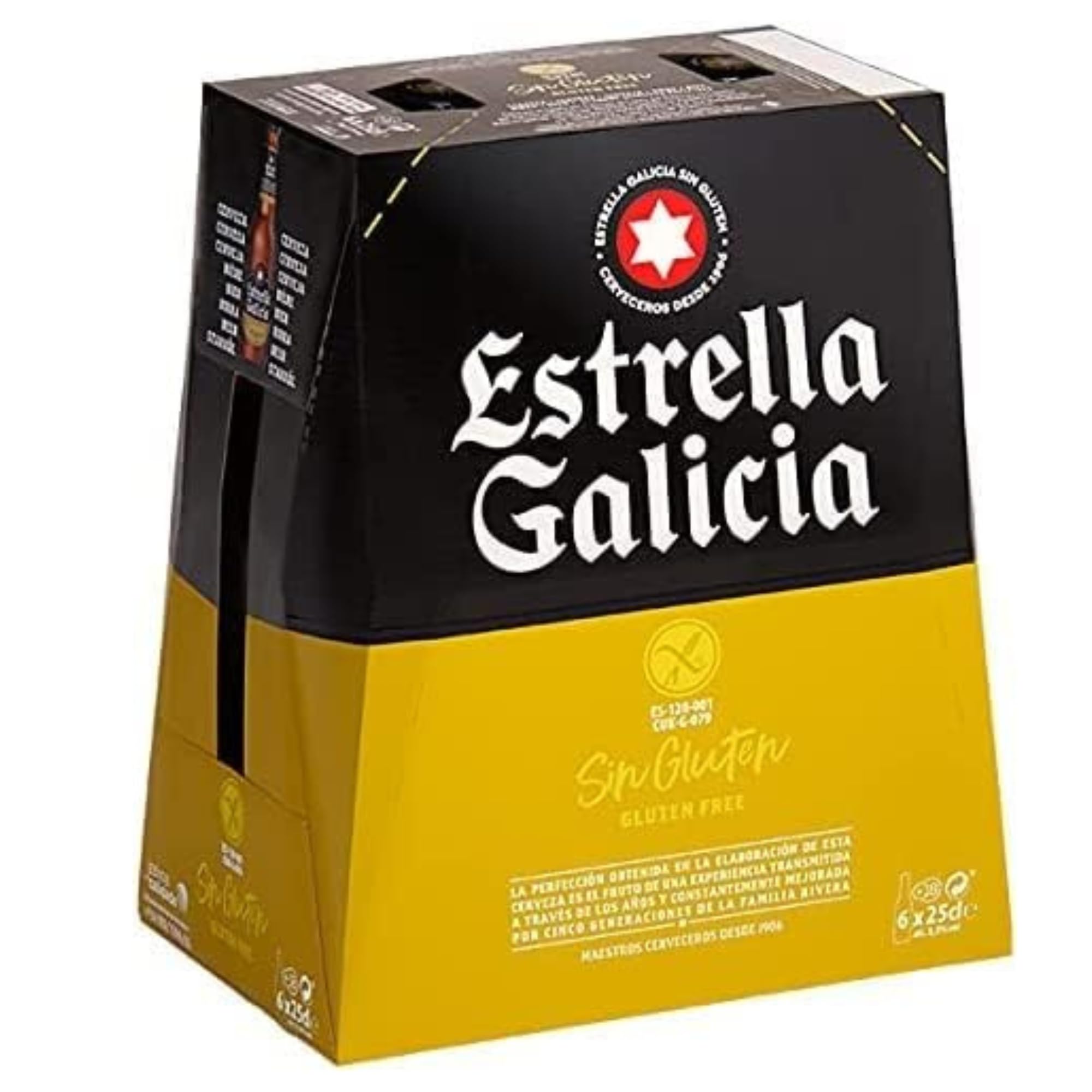 Estrella Galicia Sin Gluten - Cerveza Lager, Pack 24 x 25 cl, 5,5% Vol