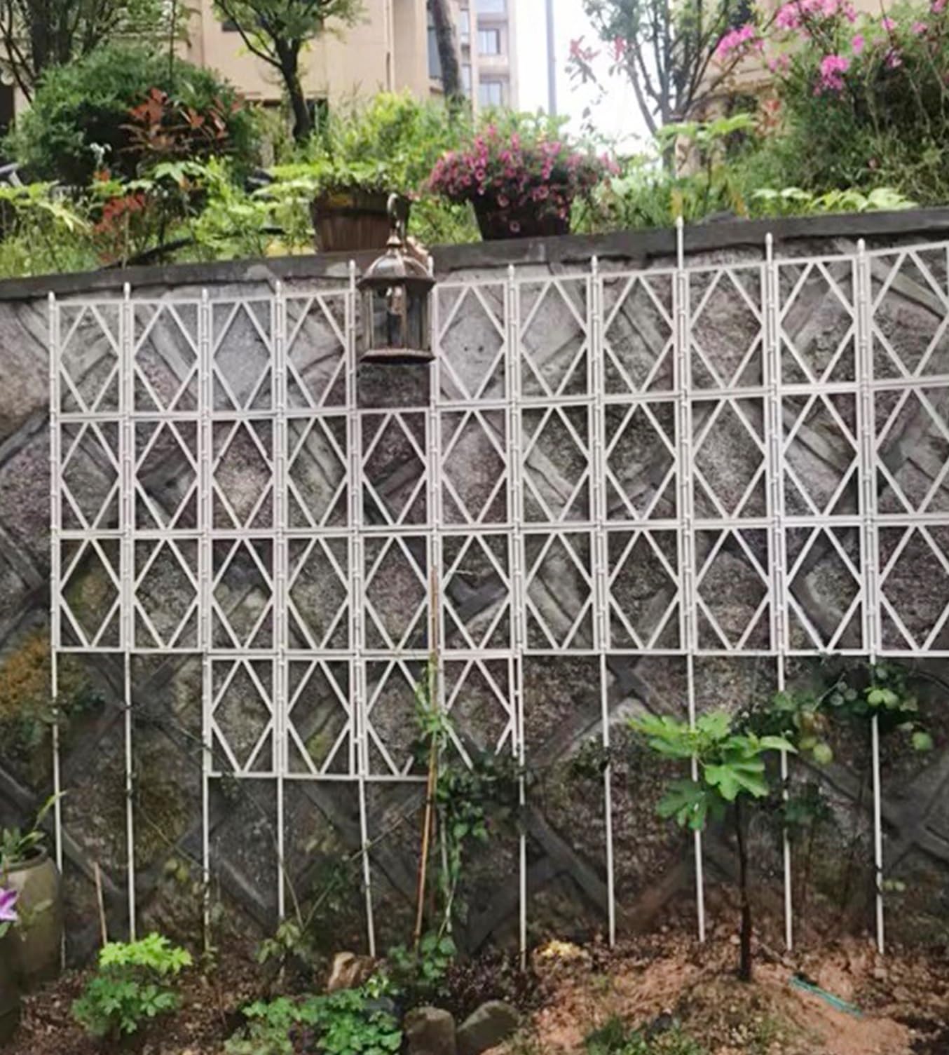 LTSRLL Obélisque en Treillis De Jardin en Métal 90 Cm H X 60 Cm L ~ 220 Cm H X 60 Cm L Support De Fleurs Décoratif Installation Facile Tuteur Végétal pour Légumes, Roses Et Vignes(White,120cm/47.2in)