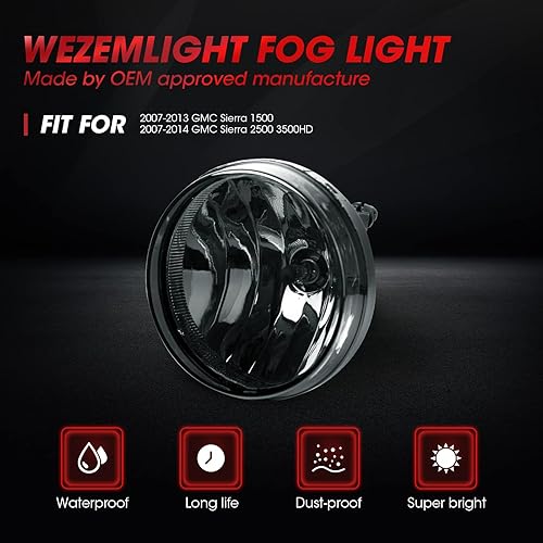 Miniatura 5 de Luces antiniebla compatibles con GMC Sierra 1500 2007-2013 2007-2014 GMC Sierra 2500 3500HD incluido interruptor y kit de cableado